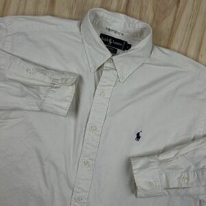 Ralph Lauren Men’s Classic Button-Down Shirt - White with Navy Pony